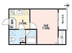 JR大阪環状線 寺田町駅 徒歩6分の賃貸アパート 1階1Kの間取り