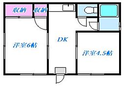 東方ハイツ 2DKの間取図画像