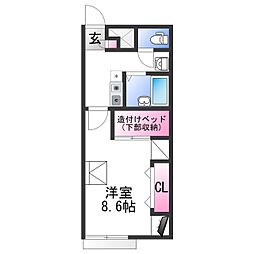レオパレス冨士 1階1Kの間取り