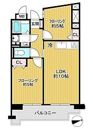 上高田4丁目団地1号棟 2LDKの間取図画像