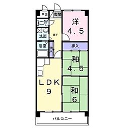 ファミーユ旭 2階3DKの間取り