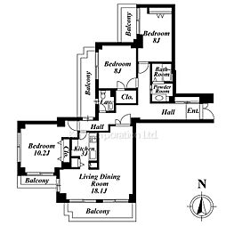 アティカ小金井 3階3LDKの間取り