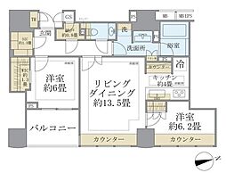 ザ・パークハウスグラン三番町26 2LDKの間取図画像