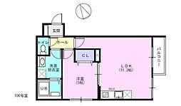 アルプス 1階1LDKの間取り