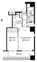 クリアーウォーター芝 1LDKの間取図画像