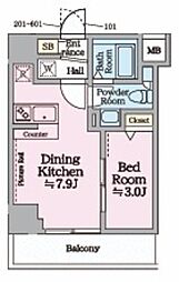 アイル イマージュ押上イースト 3階1DKの間取り