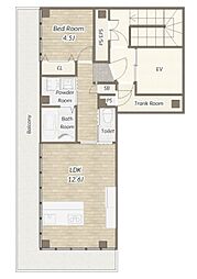 マルイビル 6階1LDKの間取り