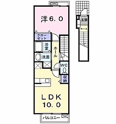 ベラカーサ 2階1LDKの間取り
