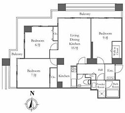 リバーシティ21イーストタワーズ10棟 34階3LDKの間取り