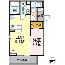 ラ・パーチェ 1LDKの間取図画像