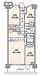 パークシティ高田馬場 2階3LDKの間取り