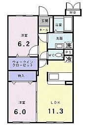 ベルメゾン 2LDKの間取図画像