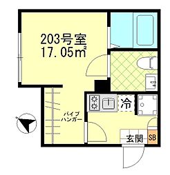 JR横須賀線 西大井駅 徒歩7分の賃貸アパート 2階1Kの間取り