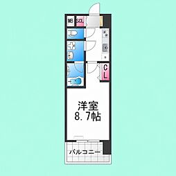 スプランディッド堺東III 1Kの間取図画像