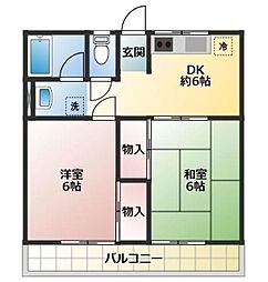 久米川グリーンハイツ 2DKの間取図画像