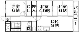 リバティグリーン 3DKの間取図画像
