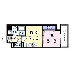 ウィングコート天王寺 1DKの間取図画像