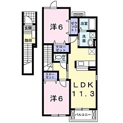 ブランシュール　II 2階2LDKの間取り