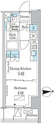 パークアクシス新宿百人町 1DKの間取図画像
