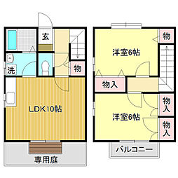 サニーガーデンB 2LDKの間取図画像