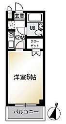 タチバナビル 2階1Kの間取り