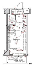 ラフィスタ品川ベイ 2階1Kの間取り