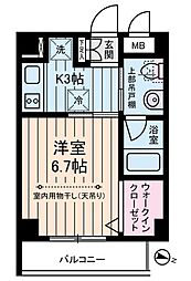 ドゥーシエル桜新町 1Kの間取図画像
