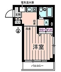 グリーンヒルズすずかけ台 5階ワンルームの間取り