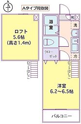 エヴァンス大和東 1Kの間取図画像