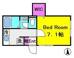 CasaBianca 1Kの間取図画像