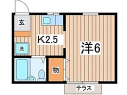 タカラハイツ 1Kの間取図画像