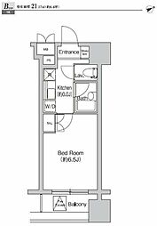 プライムアーバン大崎 2階1Kの間取り