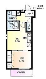 高石市加茂1丁目アパート 1LDKの間取図画像