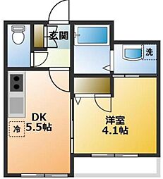 セントラルシャイン 2階1DKの間取り