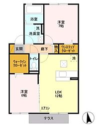 DALTON 1階2LDKの間取り