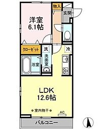 ルピナスA 1LDKの間取図画像