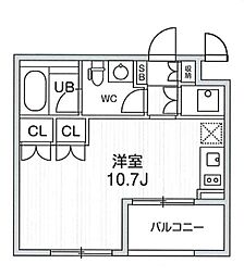 大田西馬込レジデンス 2階ワンルームの間取り