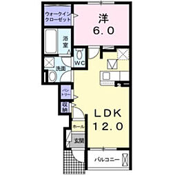 阪急神戸本線 武庫之荘駅 徒歩19分の賃貸アパート 1階1LDKの間取り