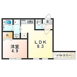フジパレス平野西 1LDKの間取図画像