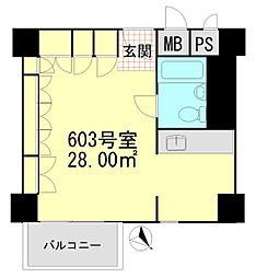 月島ハイツ ワンルームの間取図画像