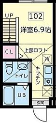 JR横浜線 相原駅 徒歩17分の賃貸アパート 1階ワンルームの間取り