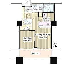 パークコート麻布十番ザ・タワー 1LDKの間取図画像