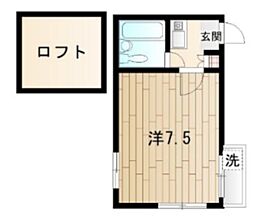 ノベルス73 1Kの間取図画像