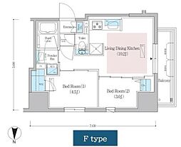 アーバネックス蔵前レジデンス 2LDKの間取図画像