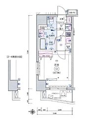 LIVCITY田町 1Kの間取図画像
