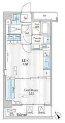 パークアクシス門前仲町テラス 5階1LDKの間取り