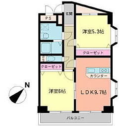 リーズヒルヨコハマ 2LDKの間取図画像