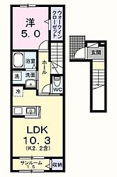 ウエスト ウイング 1LDKの間取図画像