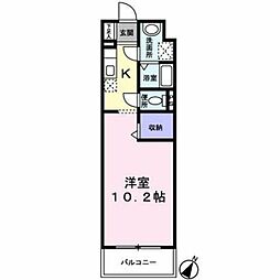 東武野田線 北大宮駅 徒歩7分の賃貸マンション 2階1Kの間取り