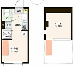 ル・ブラン小岩 1階ワンルームの間取り